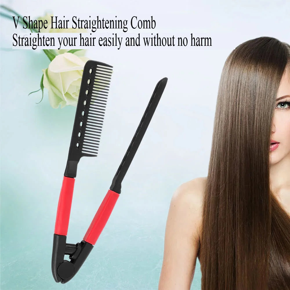 2 PCS Beauty Hair Comb Hair Straightening Comb Brush V Shape Folding Salon Hairdress Styling Tool Dress Up