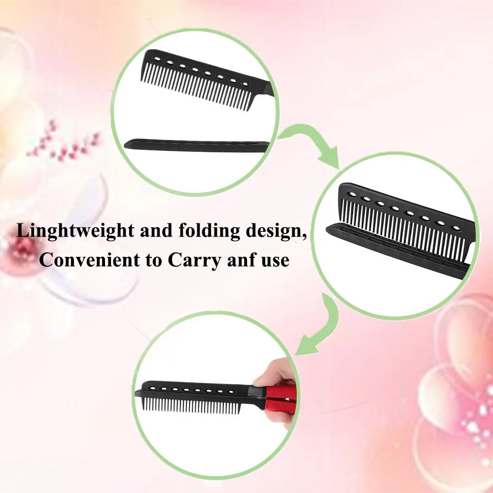 2 PCS Beauty Hair Comb Hair  Straightening Comb Brush V Shape Folding Salon Hairdress Styling Tool Dress Up