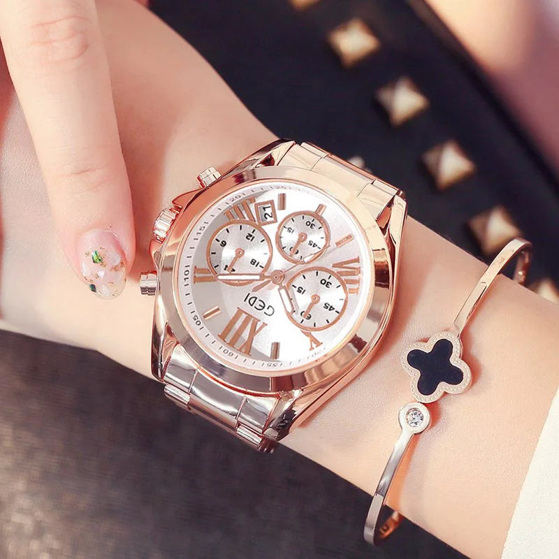 A3 Luxury Rose Gold Women Casual Watch Waterproof Calendar Unique Quartz Business Dress Watches for Female Golden Lady Clock