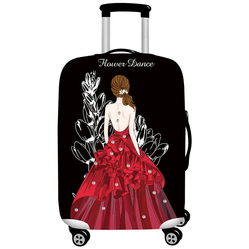 Girl Evening Dress Design Luggage Covers Thicken Elastic Baggage Cover 18 - 32 Inch Suitcase Case Dust Cover Travel Accessories