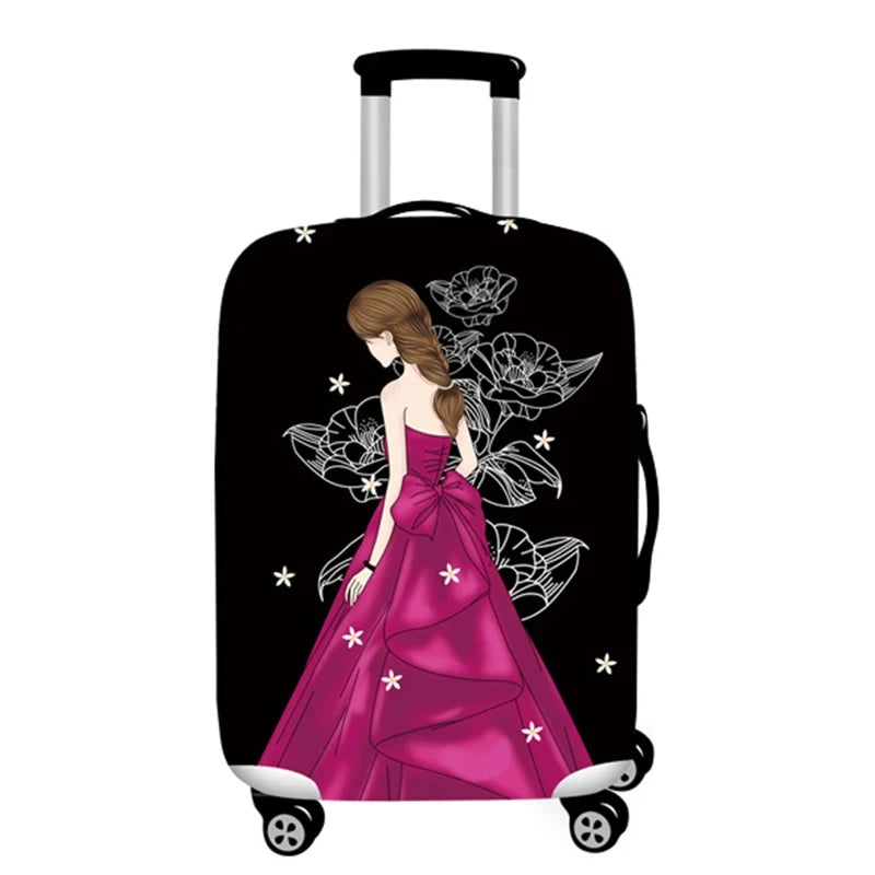 Girl Evening Dress Design Luggage Covers Thicken Elastic Baggage Cover 18 - 32 Inch Suitcase Case Dust Cover Travel Accessories