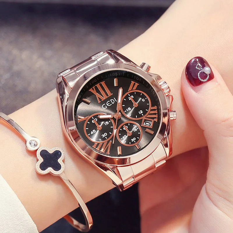 A3 Luxury Rose Gold Women Casual Watch Waterproof Calendar Unique Quartz Business Dress Watches for Female Golden Lady Clock