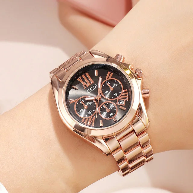 A3 Luxury Rose Gold Women Casual Watch Waterproof Calendar Unique Quartz Business Dress Watches for Female Golden Lady Clock