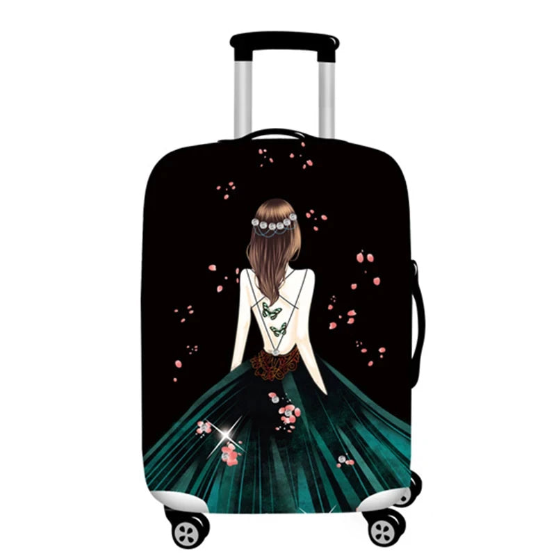 Girl Evening Dress Design Luggage Covers Thicken Elastic Baggage Cover 18 - 32 Inch Suitcase Case Dust Cover Travel Accessories