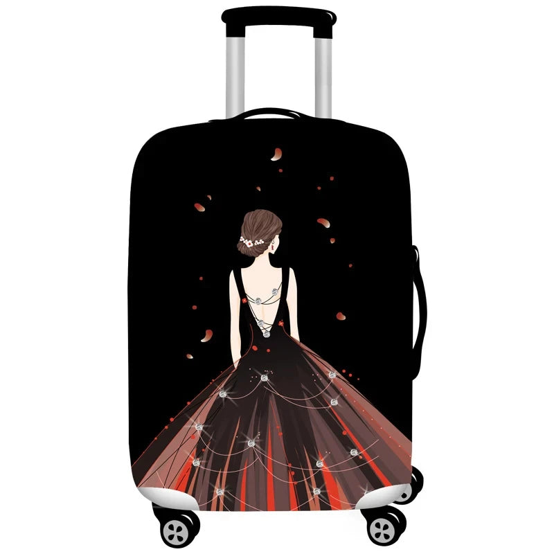 Girl Evening Dress Design Luggage Covers Thicken Elastic Baggage Cover 18 - 32 Inch Suitcase Case Dust Cover Travel Accessories