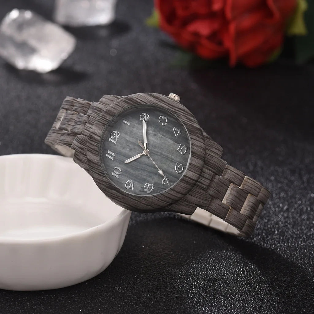 New Arrival Wood Grain Women Quartz Watch Simple Style Number Dial Ladies Casual Dress Watch Wristwatch Clock