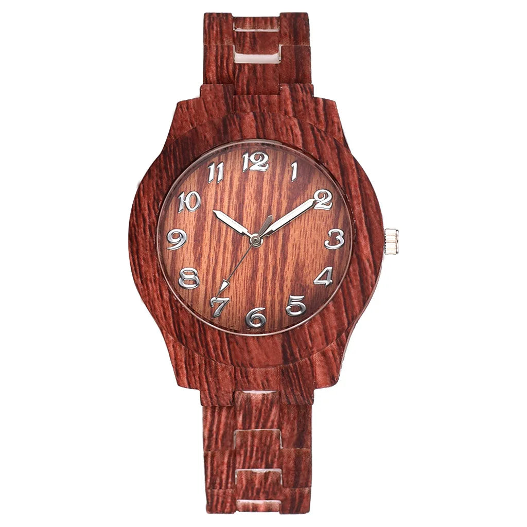 New Arrival Wood Grain Women Quartz Watch Simple Style Number Dial Ladies Casual Dress Watch Wristwatch Clock