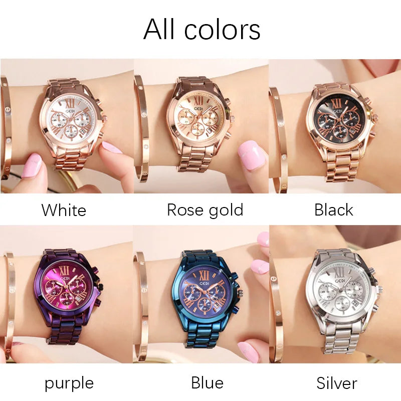 A3 Luxury Rose Gold Women Casual Watch Waterproof Calendar Unique Quartz Business Dress Watches for Female Golden Lady Clock