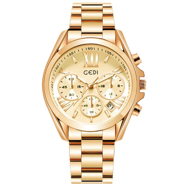 A3 Luxury Rose Gold Women Casual Watch Waterproof Calendar Unique Quartz Business Dress Watches for Female Golden Lady Clock